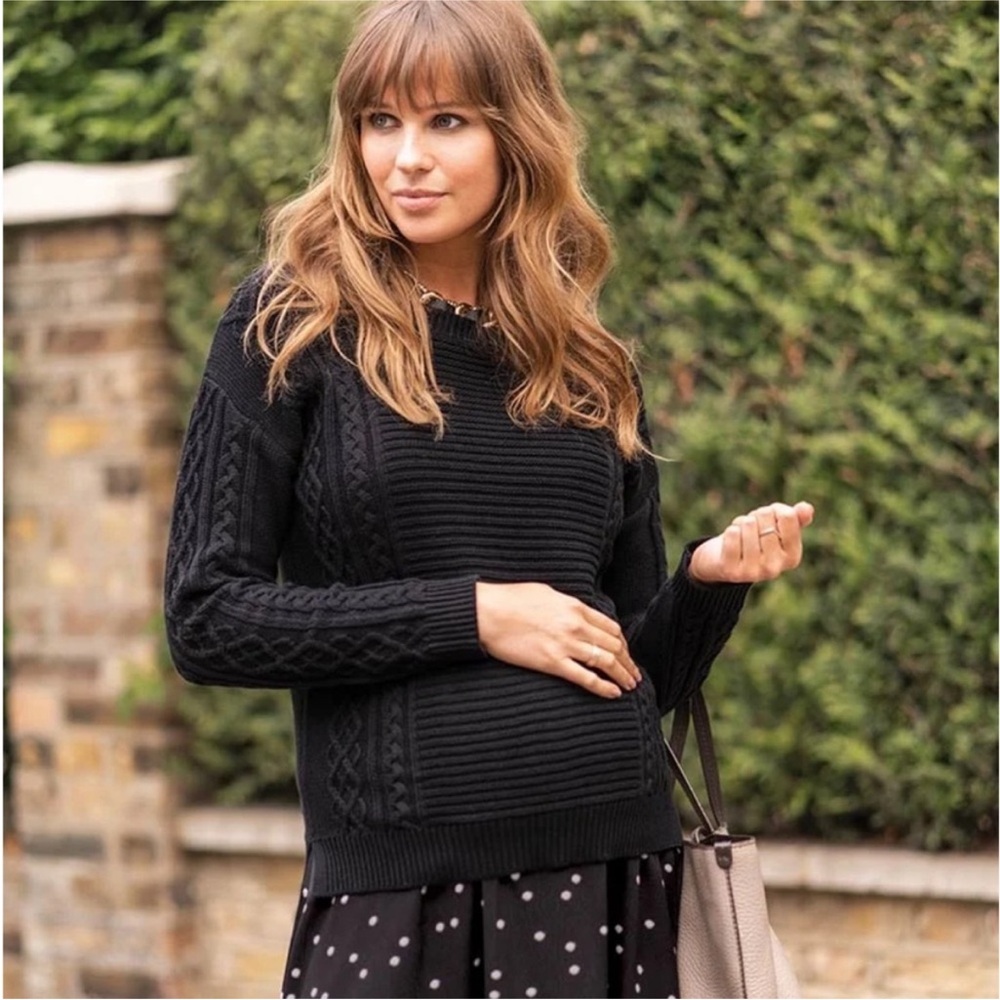 Seraphine maternity cable knit black sweater women’s size 4